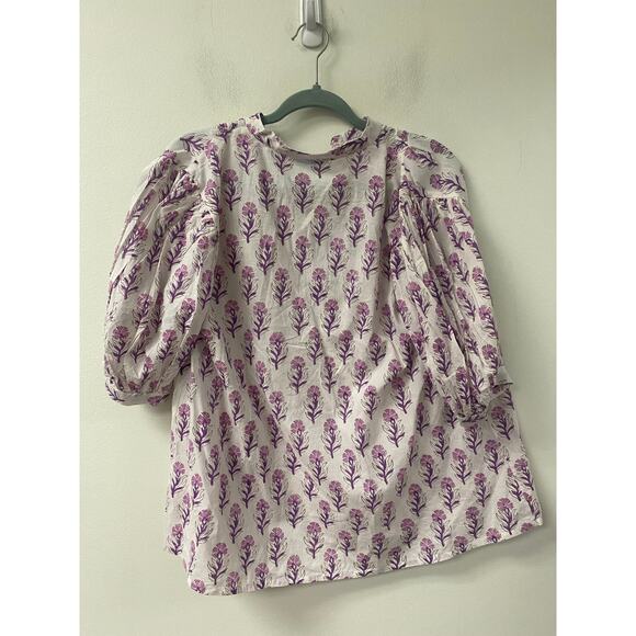 Le Bazar Coatal Floral Print Long Sleeve Blouse Sz L - Picture 2 of 4